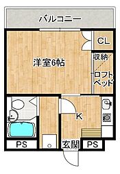 ジオVIII 5階1Kの間取り
