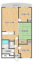 クラウンマンション 3LDKの間取図画像