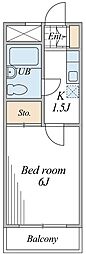コートハウス高松 1Kの間取図画像