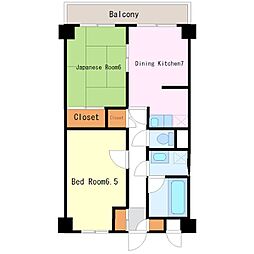 GK厚木マンション 2DKの間取図画像