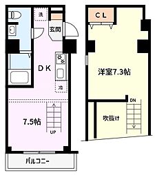 Well 1DKの間取図画像