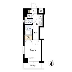 スカイコートヌーベル神田 1Kの間取り