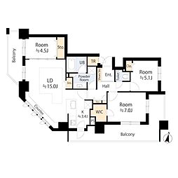 ミッドマークス円山杜の邸 3LDKの間取図画像