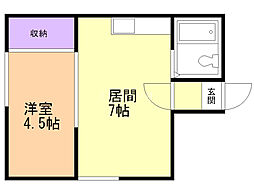 ニューシャトー幾島 1DKの間取図画像