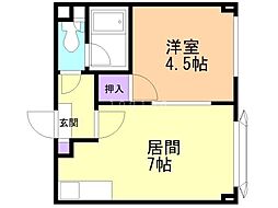 モア澄川 2階1DKの間取り