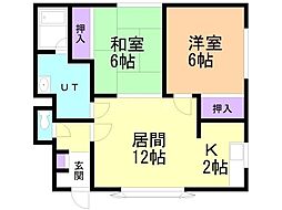 ハイツナトリB 2LDKの間取図画像