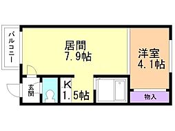 カサデューク澄川81 3階1LDKの間取り