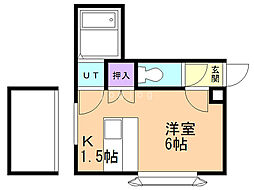 ルミエールアライ ワンルームの間取図画像