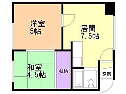 コーポ北田 2DKの間取図画像