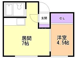 ニューシャトー幾島 1DKの間取図画像