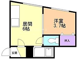プラザケアンズＡ 2階1DKの間取り