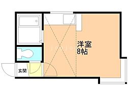 札幌ニューハイツ 2階ワンルームの間取り