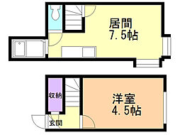 メゾン・ド・フルールII 2階1DKの間取り