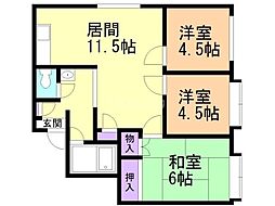 有沢マンション 3LDKの間取図画像