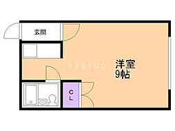 プラザ楠 2階ワンルームの間取り