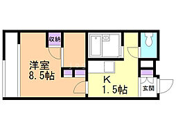 レオパレス大樹 1Kの間取図画像