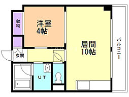 シティハイツ若山 1LDKの間取図画像