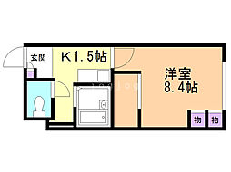 レオパレス福住Ａ 2階1Kの間取り