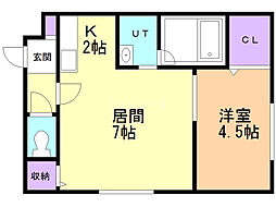 ロコベルソ月寒東 3階1LDKの間取り