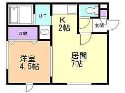 ＶＩＬＬＡもいわ 1階1LDKの間取り