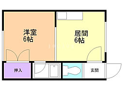 ワトミ1号館 1DKの間取図画像