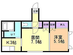 エムエルハイツ 1LDKの間取図画像