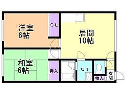 ルブールハヤシ 2LDKの間取図画像
