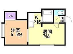 ＤＯＭＥ　ＣＯＵＲＴ 1階1LDKの間取り