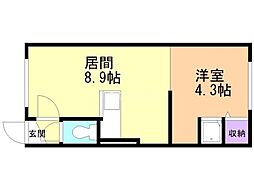 カサデューク平岸53 3階1LDKの間取り