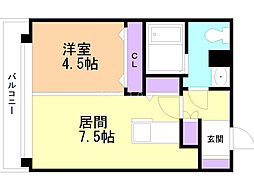アルファコート平岸2条 3階1DKの間取り
