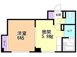 レジデンス美園 1DKの間取図画像