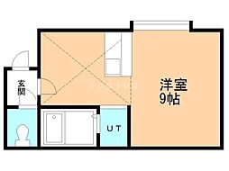 メルヘン平岸壱番館 2階ワンルームの間取り