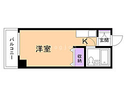 メゾンド・ロンシャン 3階1Kの間取り