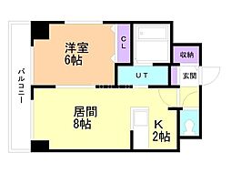 メトロ月寒中央 9階1LDKの間取り