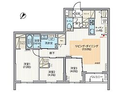 札幌市営東豊線 福住駅 徒歩4分の賃貸マンション 3階3LDKの間取り