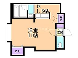 ハーベスト6 1Kの間取図画像