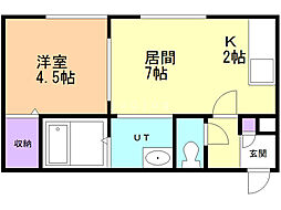 ＶＩＬＬＡもいわ 2階1LDKの間取り