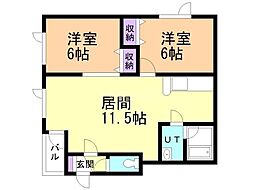 サウスヴィラB 2LDKの間取図画像