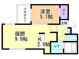 T-STYLE.STELLA 2階1LDKの間取り