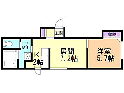 ルナハウス月寒 3階1LDKの間取り