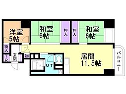 平岸ハイツ第1 6階3LDKの間取り