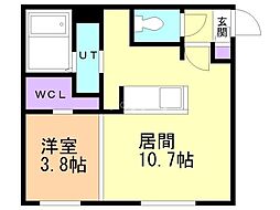 札幌市営東豊線 月寒中央駅 徒歩1分の賃貸マンション 5階1LDKの間取り
