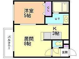 Finesse Domani 2階1LDKの間取り