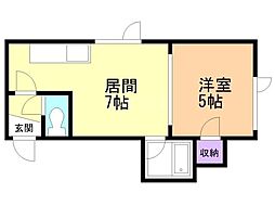ロイヤルコート学園前 1LDKの間取図画像