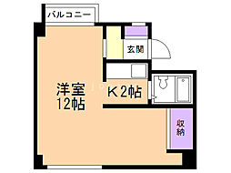 アサヒコートハウス 2階1Kの間取り