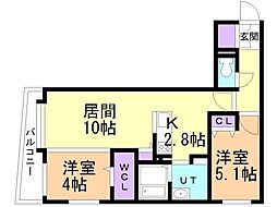札幌市豊平区平岸四条7丁目マンション 2LDKの間取図画像