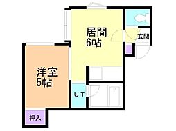 グリーンパーク月寒 1DKの間取図画像