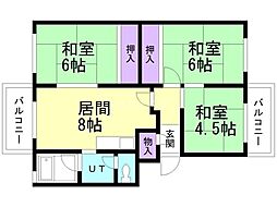 柏丘団地AA-4 3LDKの間取図画像