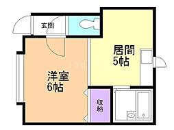 サウスヒルズ 1DKの間取図画像