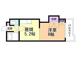 エンドレス三井 1DKの間取図画像